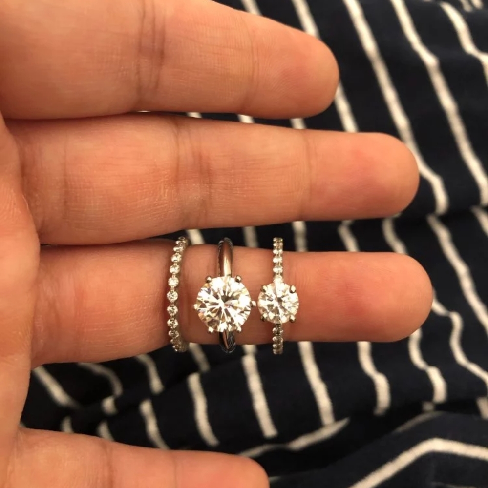 1, 2 or 3 Carat Moissanite Diamond Rings